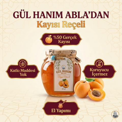 Kayısı Reçeli 450 gr %50 Meyve Oranlı Katkısız Koruyucusuz El Yapımı